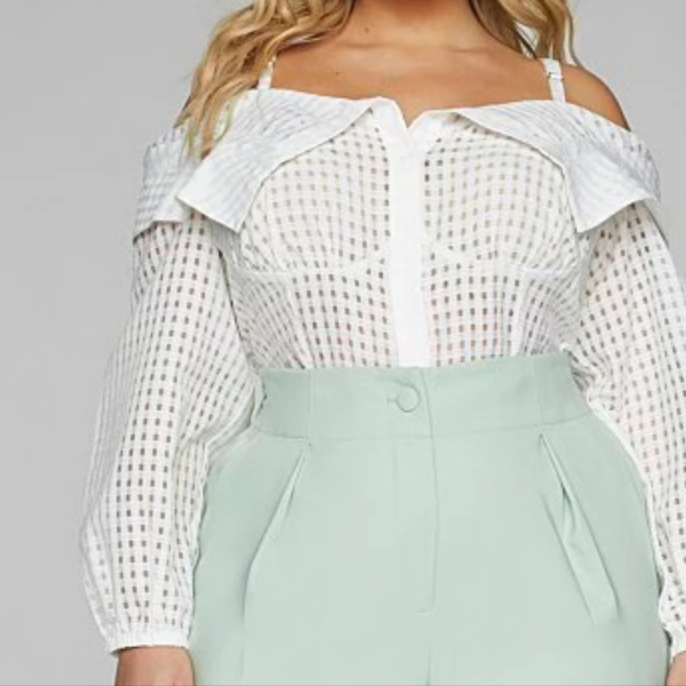 Julienne Off Shoulder Windowpane Top